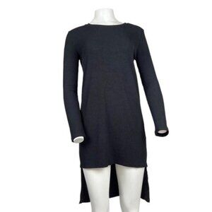High Low Ribbed Sweater Dress Black